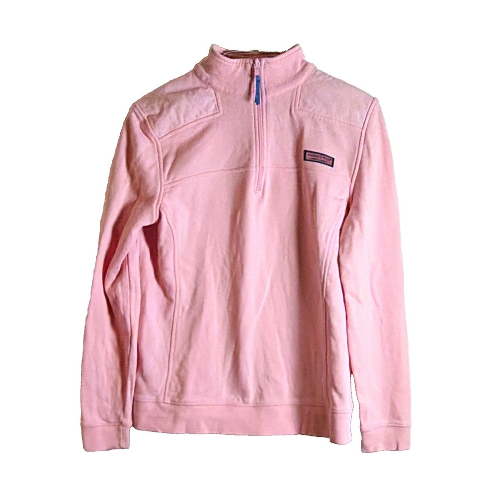 Vineyard Vines Women S Pink Shep Shirt 1/4 Zip Knit Cotton Sweatshirt Logo